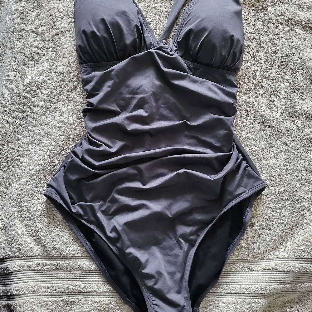 Old Navy Dark Gray One-Piece Swimsuit